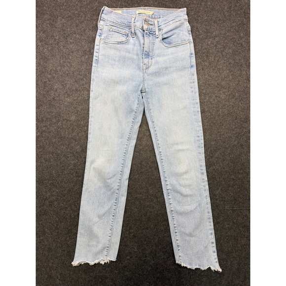 Levi's Denim - Levis Premium 724 High Rise Straight Jeans Light Wash Raw Hem Size 24 Womens